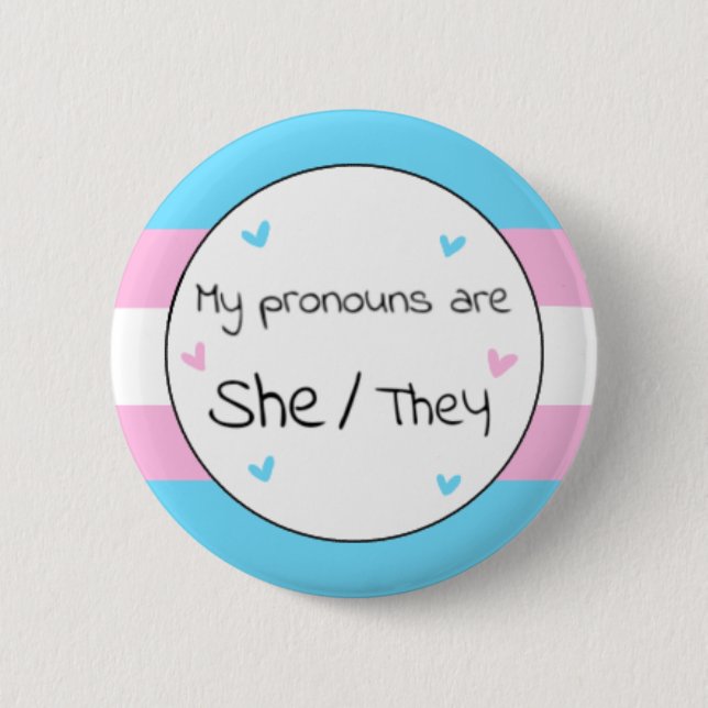 Transgender Hon/De Pronoun Pin Knapp (Framsida)