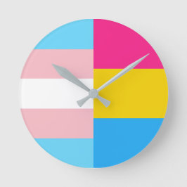 Transgender Pansexual Dual Pride Flag Rund Klocka