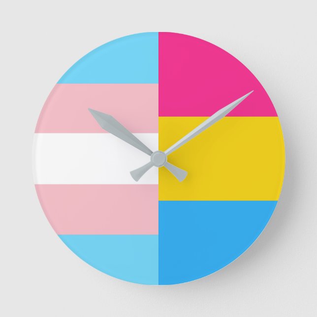 Transgender Pansexual Dual Pride Flag Rund Klocka (Framsida)