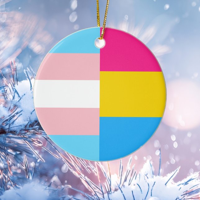 Transgender Pansexual Dual Prides Flagga jul Julgransprydnad Keramik (Skapare uppladdad)