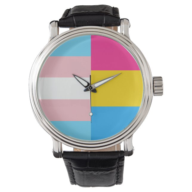 Transgender Pansexuell Dual Pride Flagga Armbandsur (Framsida)