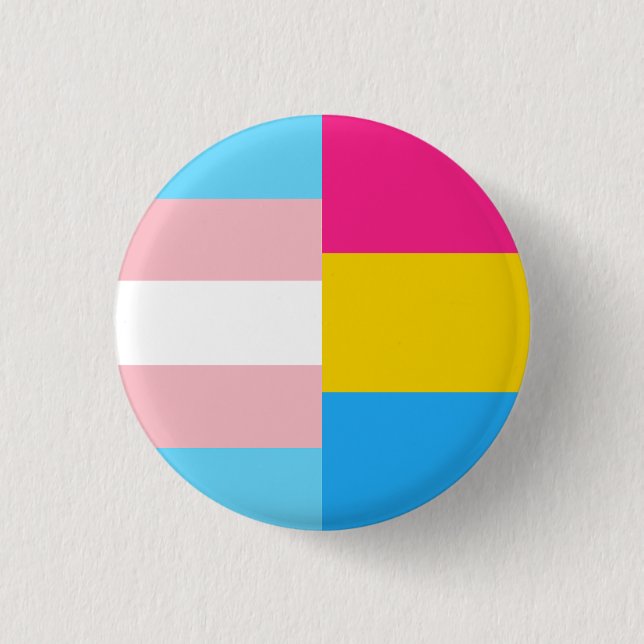 Transgender Pansexuell Dual Pride Flagga Knapp (Framsida)