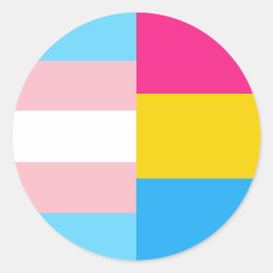 Transgender Pansexuell Dual Pride Flagga Runt Klistermärke