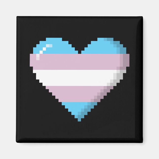 Transgender Pride 8-bitars Pixel Heart Magnet (Framsidan)