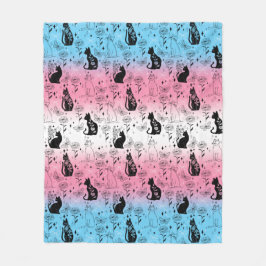 Transgender Pride Black Cat - Mystical Witchy Fleecefilt