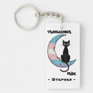 Transgender Pride - Black Cat på Trans Flagga Måne