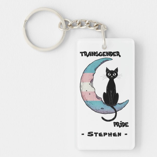 Transgender Pride - Black Cat på Trans Flagga Måne (Framsidan)