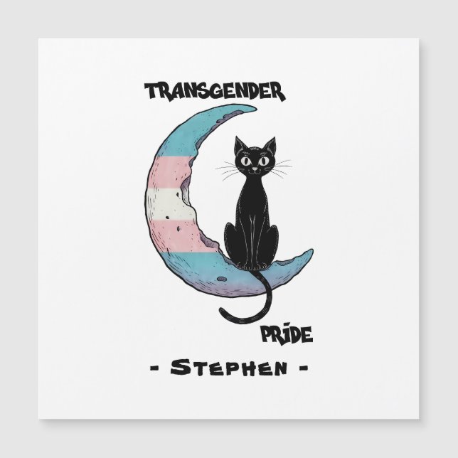 Transgender Pride - Black Cat på Trans Flagga Måne (Framsida)