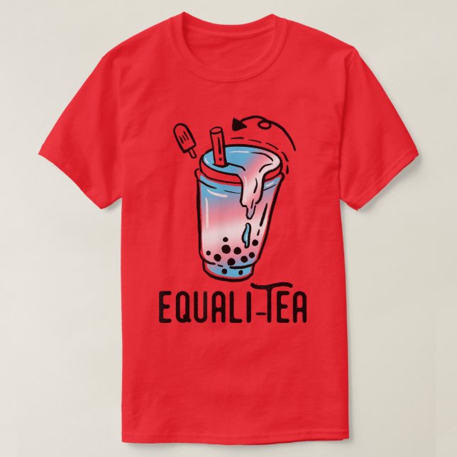 Transgender Pride Bubble Tea Funny LGBT Trans Flag T Shirt (Design framsida)