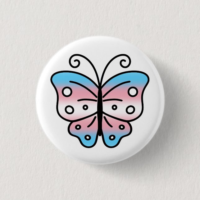 Transgender Pride Butterfly Pin Badge Knapp (Framsida)