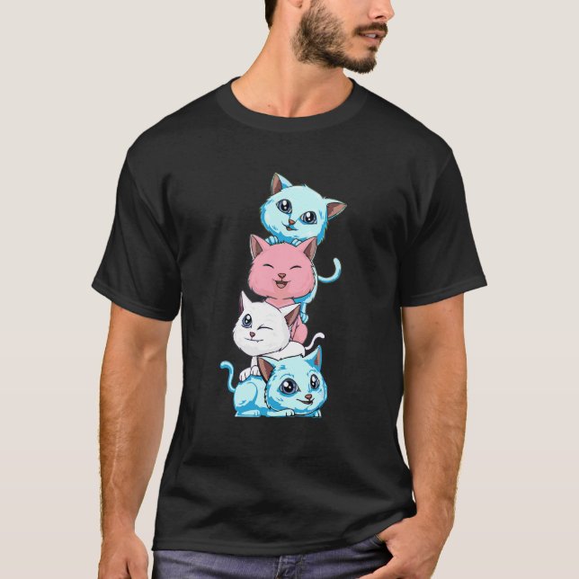 Transgender Pride Cat LGB Trans Flagga Cute Cats T Shirt (Framsida)