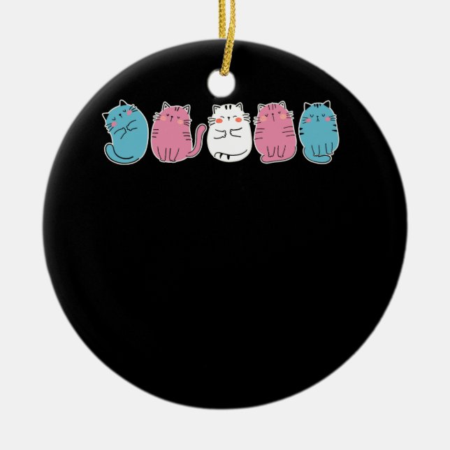 Transgender Pride Cat LGBT Community Trans Cu Julgransprydnad Keramik (Framsidan)