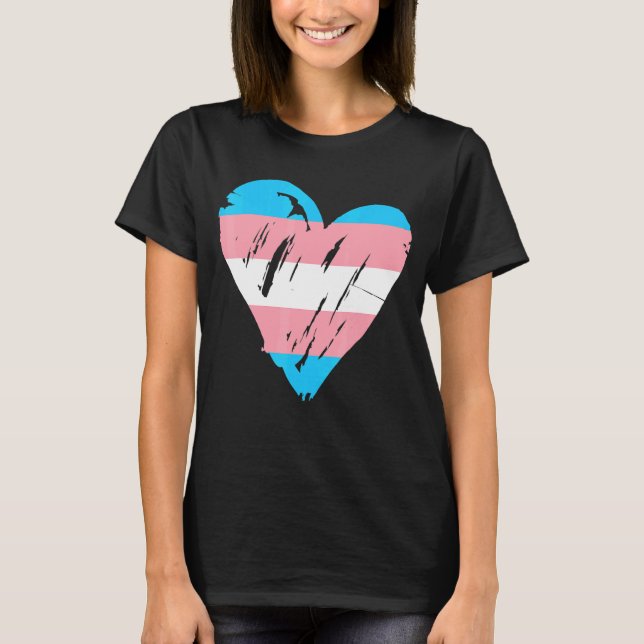 Transgender Pride Cute Heart Flagga T Shirt (Framsida)