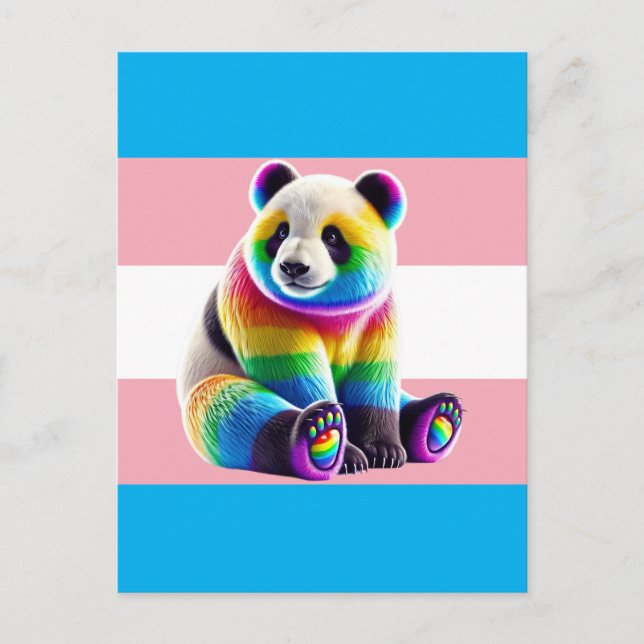 Transgender Pride Flag with Rainbow Panda Vykort (Framsida)