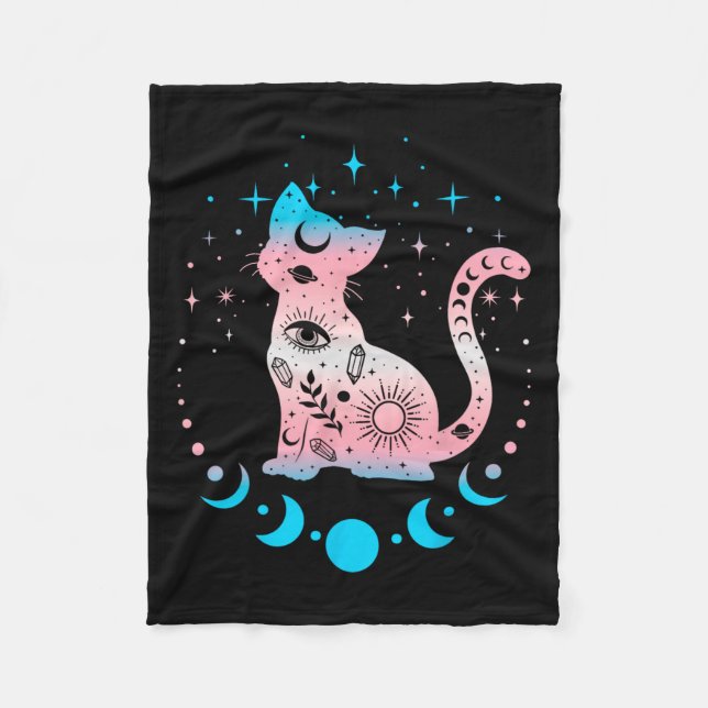 Transgender Pride Flagga Färg Cat Lovers Fleecefilt (Framsidan)