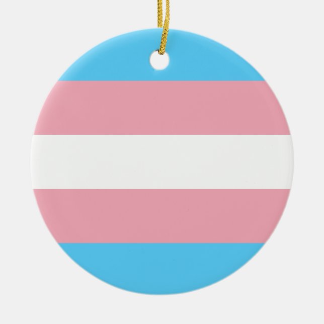 Transgender Pride Flagga - HBT Rainbow Julgransprydnad Keramik (Framsidan)