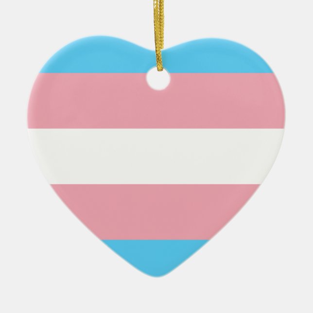 Transgender Pride Flagga - HBT Trans Rainbow Julgransprydnad Keramik (Framsidan)