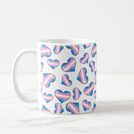 Transgender Pride Flagga Hearts Coffee Mugg