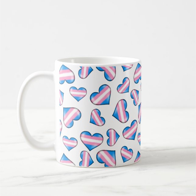 Transgender Pride Flagga Hearts Coffee Mugg (Vänster)