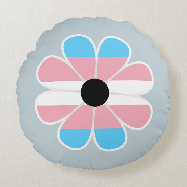 Transgender Pride Flagga Pillow, trans-flagga Rund Kudde (Framsidan)