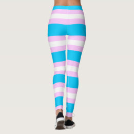 Transgender Pride Flagga - Rosa, Blue, White Rand Leggings