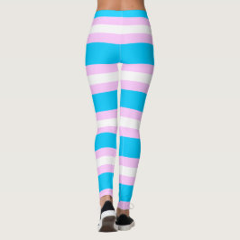 Transgender Pride Flagga - Rosa, Blue, White Rand Leggings