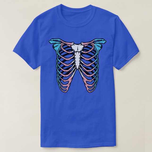 Transgender Pride Flagga Skeleton Ribs Ribcage Hal T Shirt (Design framsida)