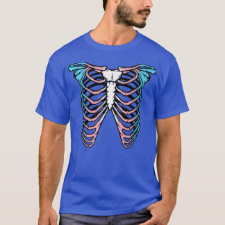 Transgender Pride Flagga Skeleton Ribs Ribcage Hal T Shirt
