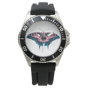 Transgender Pride Flagga Swallowtail Butterfly Armbandsur