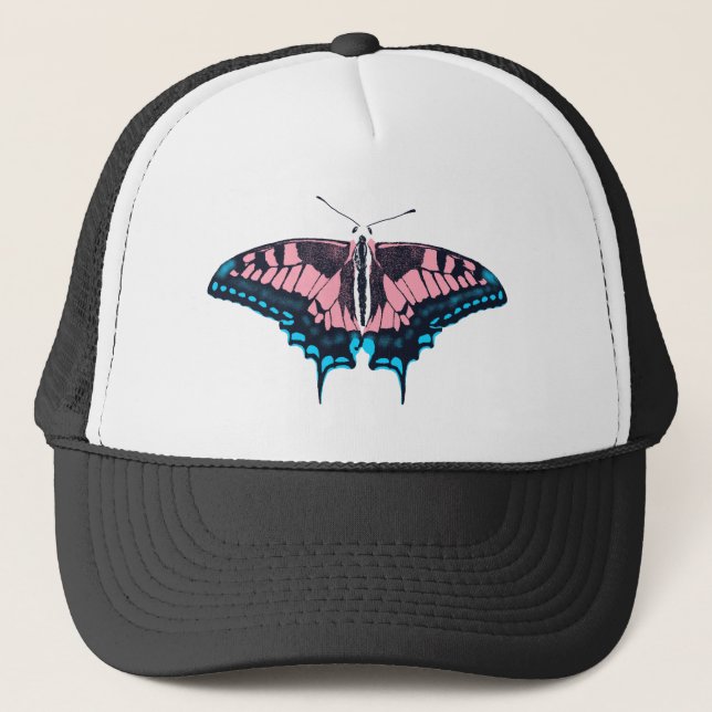 Transgender Pride Flagga Swallowtail Butterfly Keps (Framsida)