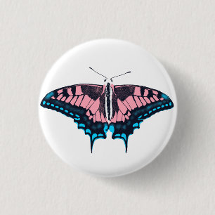 Transgender Pride Flagga Swallowtail Butterfly Knapp