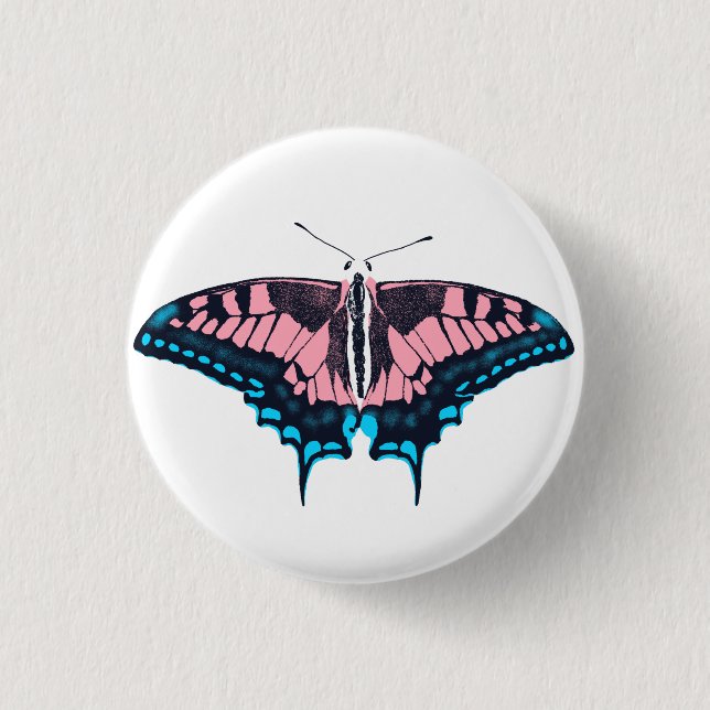 Transgender Pride Flagga Swallowtail Butterfly Knapp (Framsida)