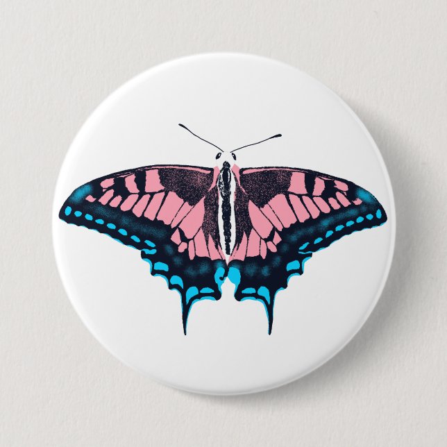 Transgender Pride Flagga Swallowtail Butterfly Knapp (Framsida)