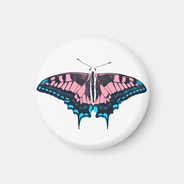 Transgender Pride Flagga Swallowtail Butterfly Magnet (Framsidan)