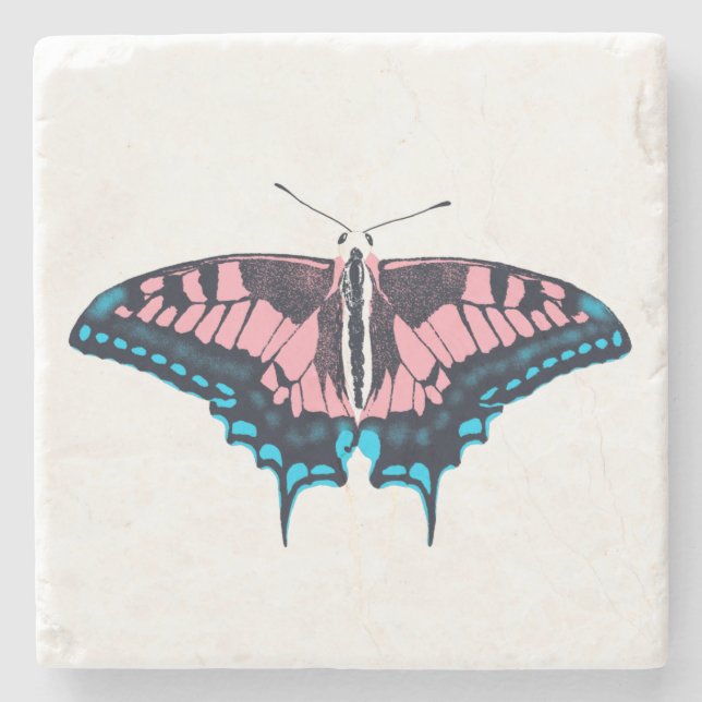 Transgender Pride Flagga Swallowtail Butterfly Stenunderlägg (Framsidan)
