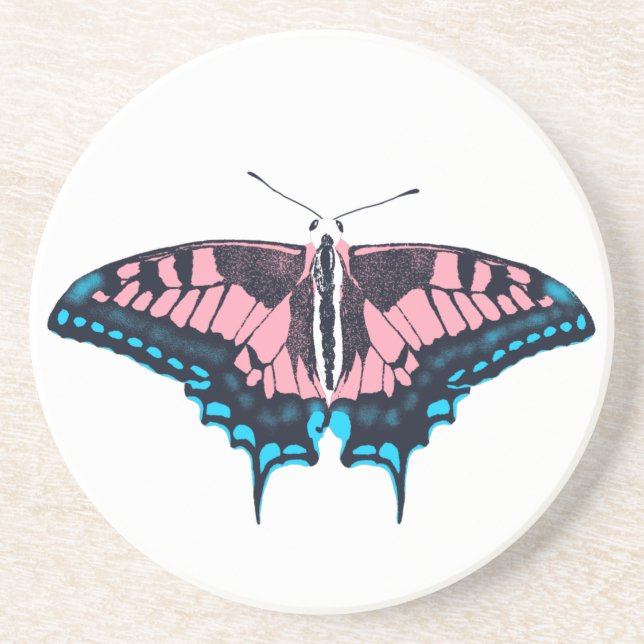 Transgender Pride Flagga Swallowtail Butterfly Underlägg (Framsidan)