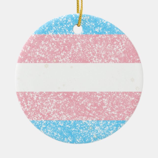 Transgender Pride Glitter Julgransprydnad Keramik (Framsidan)