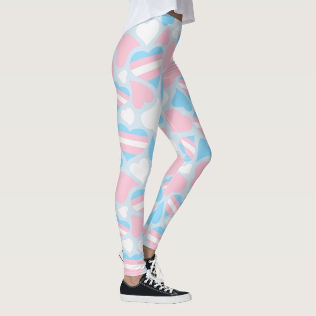 Transgender Pride Hearts Mönster Leggings (Höger)