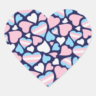 Transgender Pride Hearts Mönster Sticker Hjärtformat Klistermärke