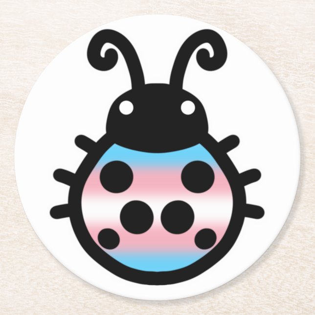 Transgender Pride Ladybug Coaster Underlägg Papper Rund (Framsidan)