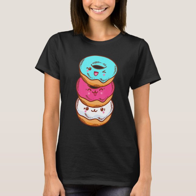 Transgender Pride LGBT LGBTQ Flag Cute With Donut  T Shirt (Framsida)