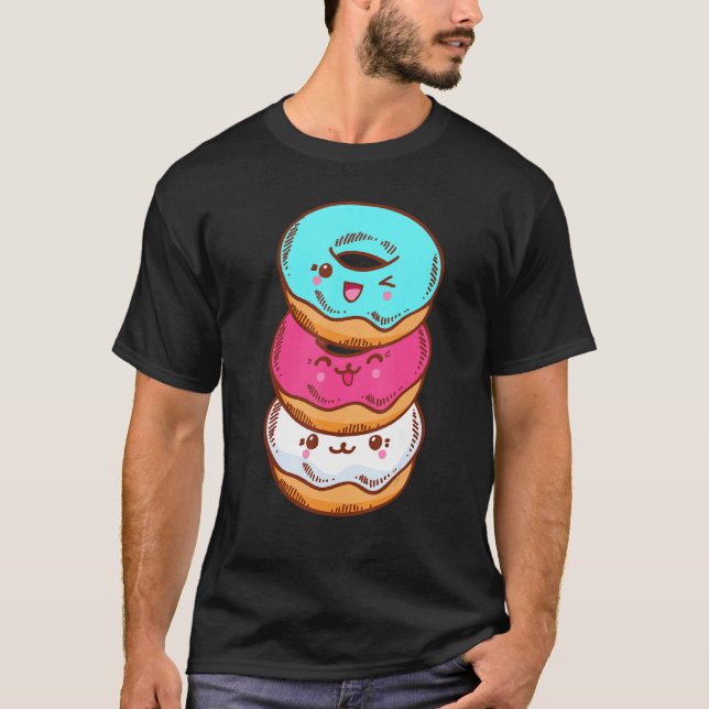 Transgender Pride LGBT LGBTQ Flag Cute With Donut  T Shirt (Framsida)