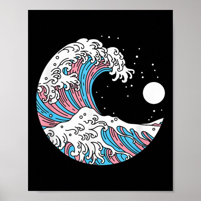 Transgender Pride Lgbtq Trans Flag - Japanese Wave Poster (Framsidan)