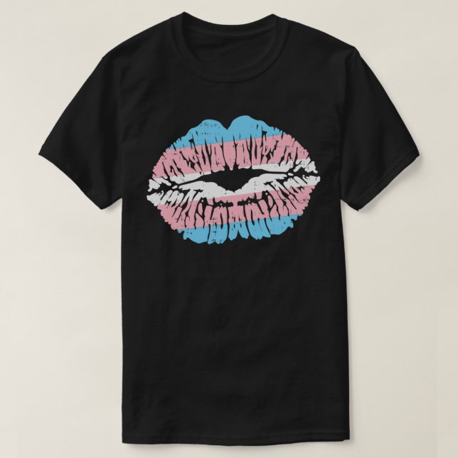 Transgender Pride Lips Kiss Trans Flag Transseual  T Shirt (Design framsida)