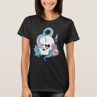 Transgender Pride Trans Flag Skull Snakes Roses Su T Shirt