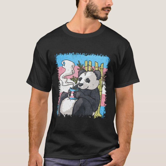 Transgender Pride Trans Flagga Panda Coffee Sublte T Shirt (Framsida)