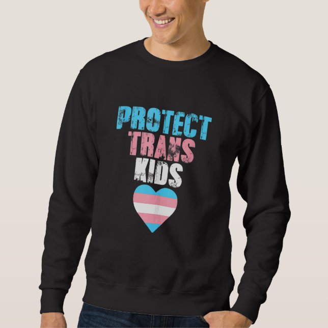 Transgender Protect Trans Kids Lgbtq Queer Lång Ärmad Tröja (Framsida)