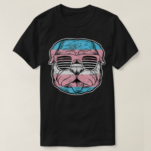 Transgender Pug Hundar Pet LGBTQ Transseual Pride  T Shirt (Design framsida)