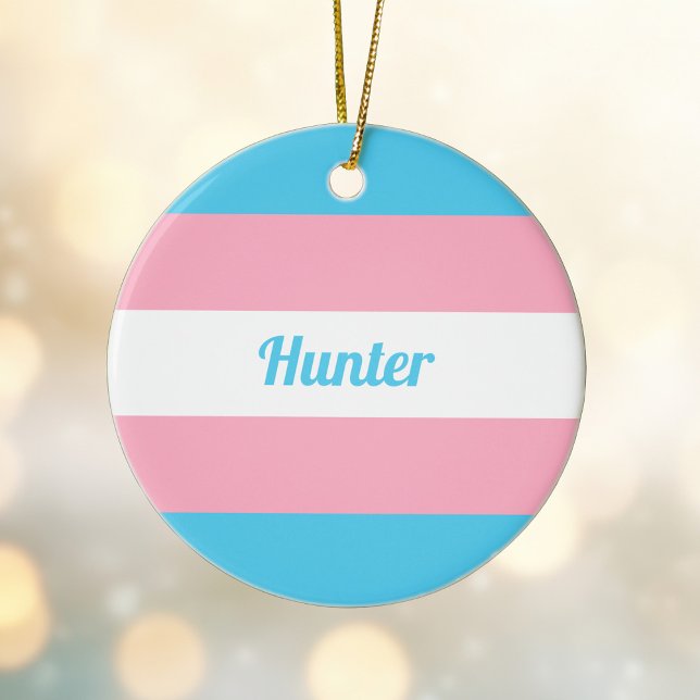 Transgender Rainbow Cute Personlig jul Julgransprydnad Keramik (Skapare uppladdad)