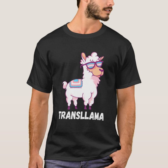 Transgender Rainbow Eyeglass Llama Lgbt Transsexua T Shirt (Framsida)